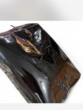Yves Saint Laurent Black Patent Cosmetic Pouch with Gold Cap Accent